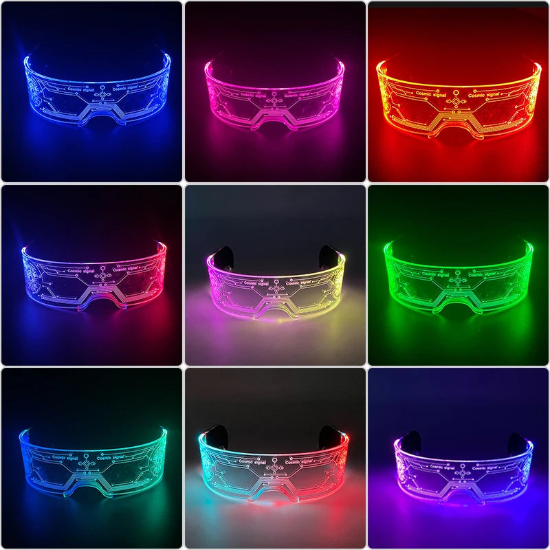 Fashion Luminous Decorative Glasses Neon Light Decoration LED Sunglasses For Nightclub DJ Dance Music Rave Costume Night