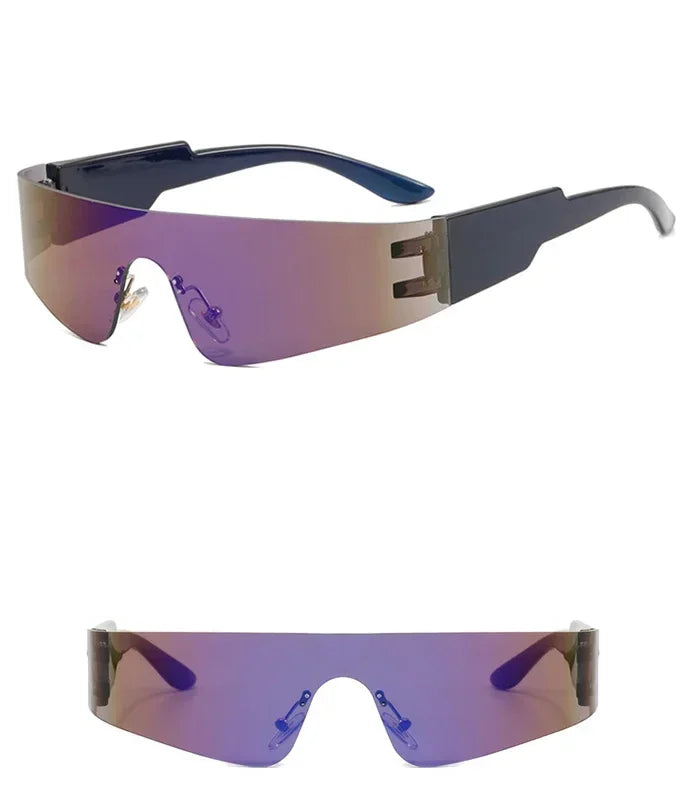 Steampunk Sunglasses for Men Women Y2K Sense of Tech None Frame Sun Glasses Men One Pieces Fashion Punk Goggle Eyewear UV400