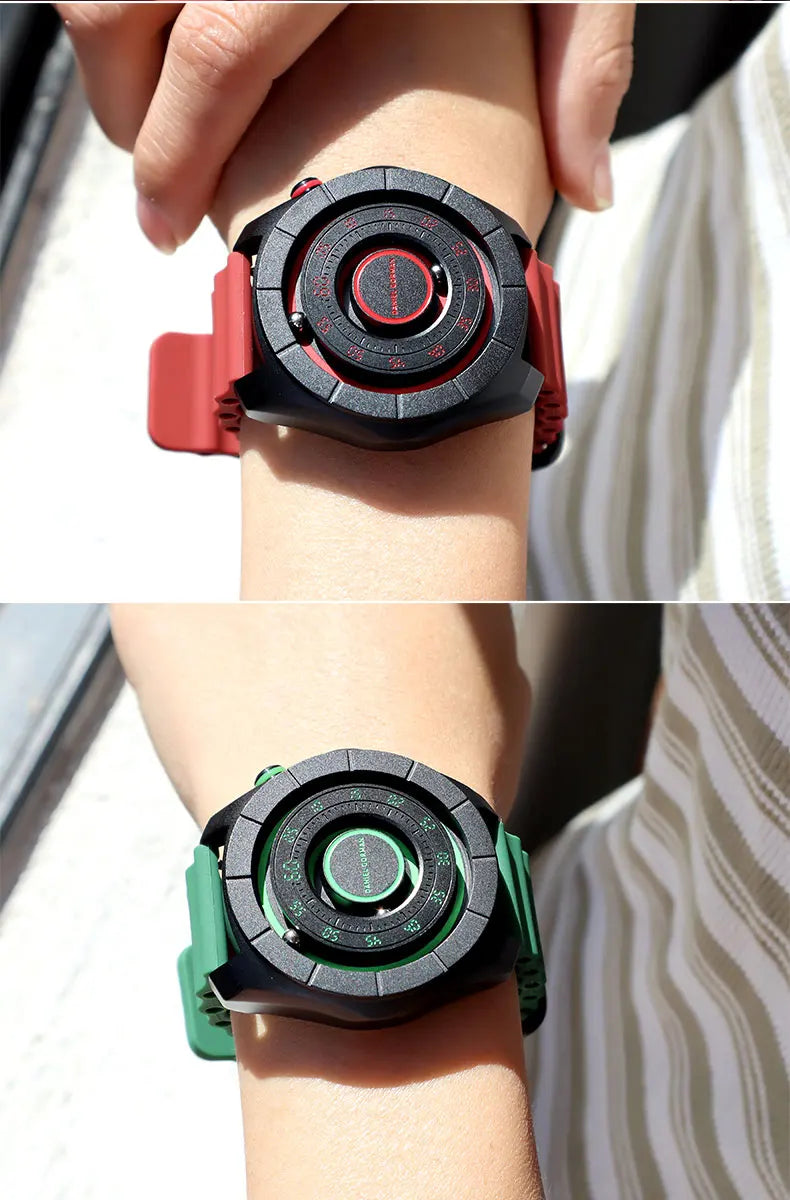 DANIEL GORMAN Sport Watch for Men Fashion Green Silicone Strap Waterproof Luminous Wristwatch with Magnetic Beads Hands DG0788