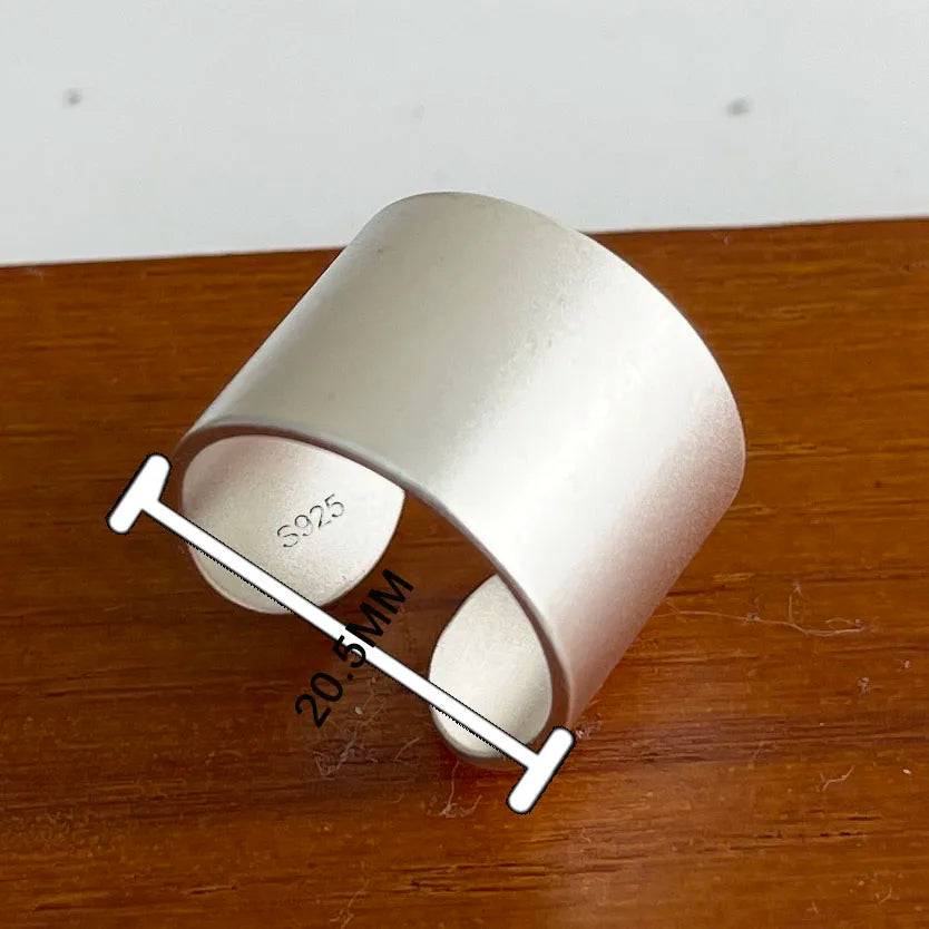 925 Sterling Silver Rings For Women Geometric Fine Jewelry Finger Adjustable Wide Sparkling Ring For Party Birthday Gift