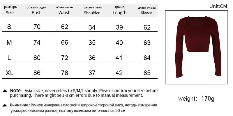 Sexy Wine Red Women's T-shirt   Hollow Out Low Chest Top New Streetwear Fashion Long Sleeves Casual Slim Female Knitted Tees Top