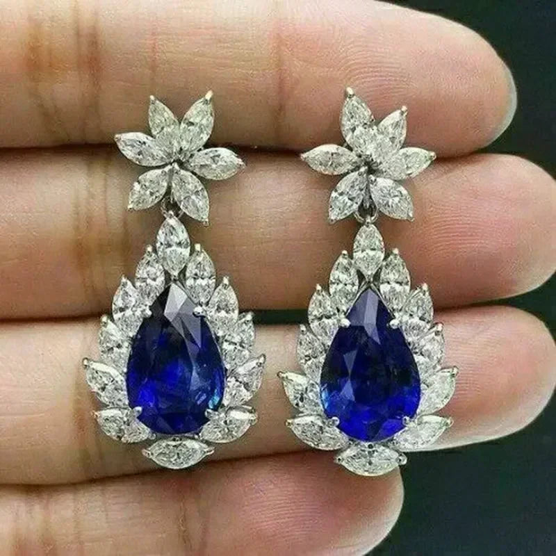 Luxury Square Purple Cubic Zirconia Crystal Earrings  for Women New FashionExquisite Fashion Gold Color Dangle  Wedding Jewelry