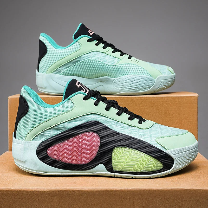 Men's Basketball Shoes Breathable Cushioning Non-Slip Wearable Runing Shoes Gym Training Athletic Basketball Sneakers for Women