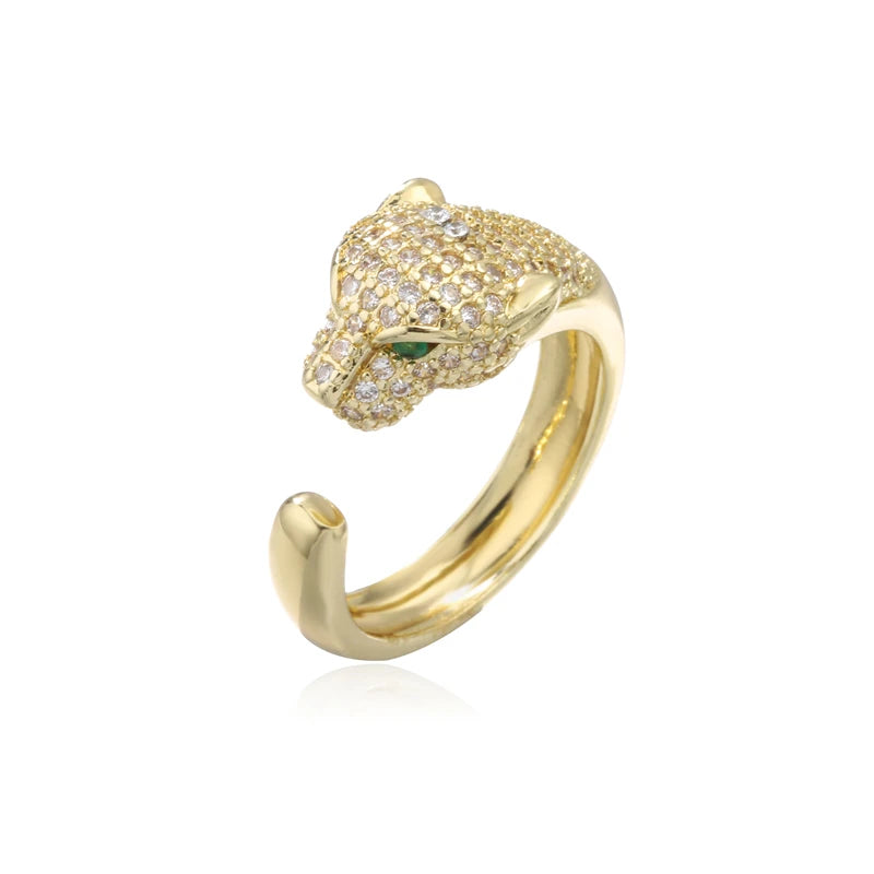 2025 New Fashion Statement Big Animal Ring For Women Girl Party Jewelry Gold Color Hollow Leopard Open Ring Wholesale