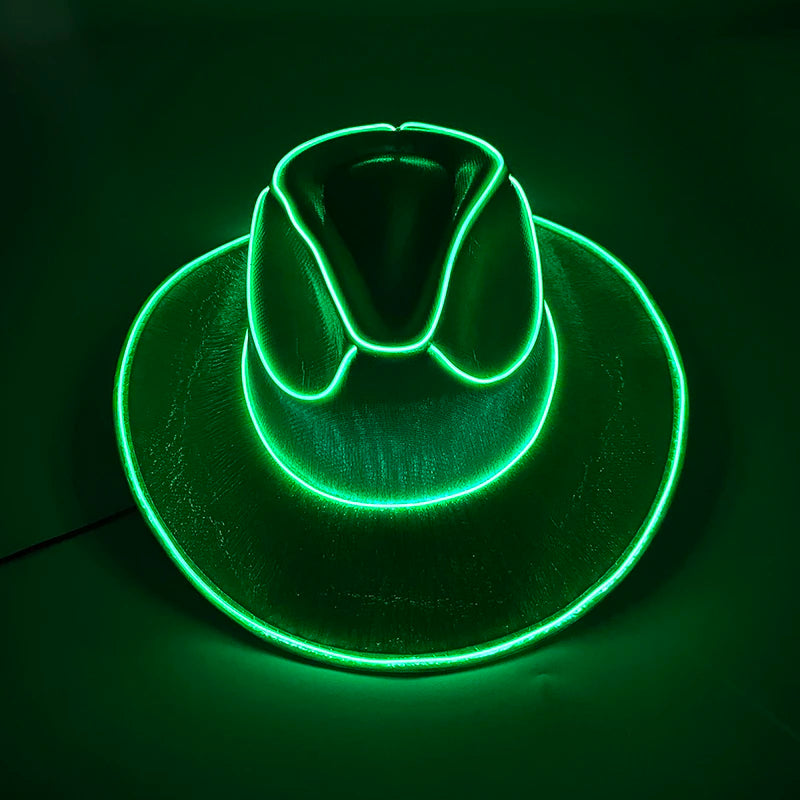 Glowing Decor  Supplies Luminous Cowboy hat  LED Pearlescent Cowboy  Cap Fashion Neon Light Hat For Party