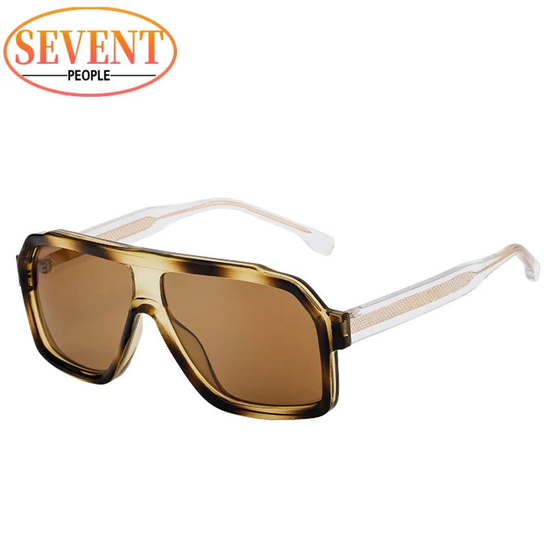 Classic Oversized Square Sunglasses Men 2024 Luxury Brand Trendy Metal Big Frame Goggles Eyewear Stylish Sun Glasses For Ladies