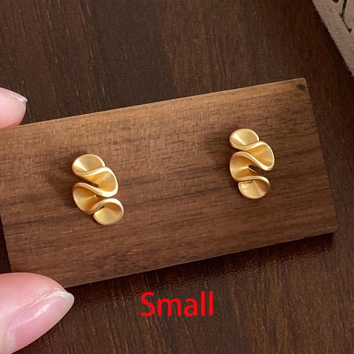 Real 925 Sterling Silver 18K Gold Twisted Flower Stud Earring for Women Minimalist Personality Fine Jewelry Trendy Accessory