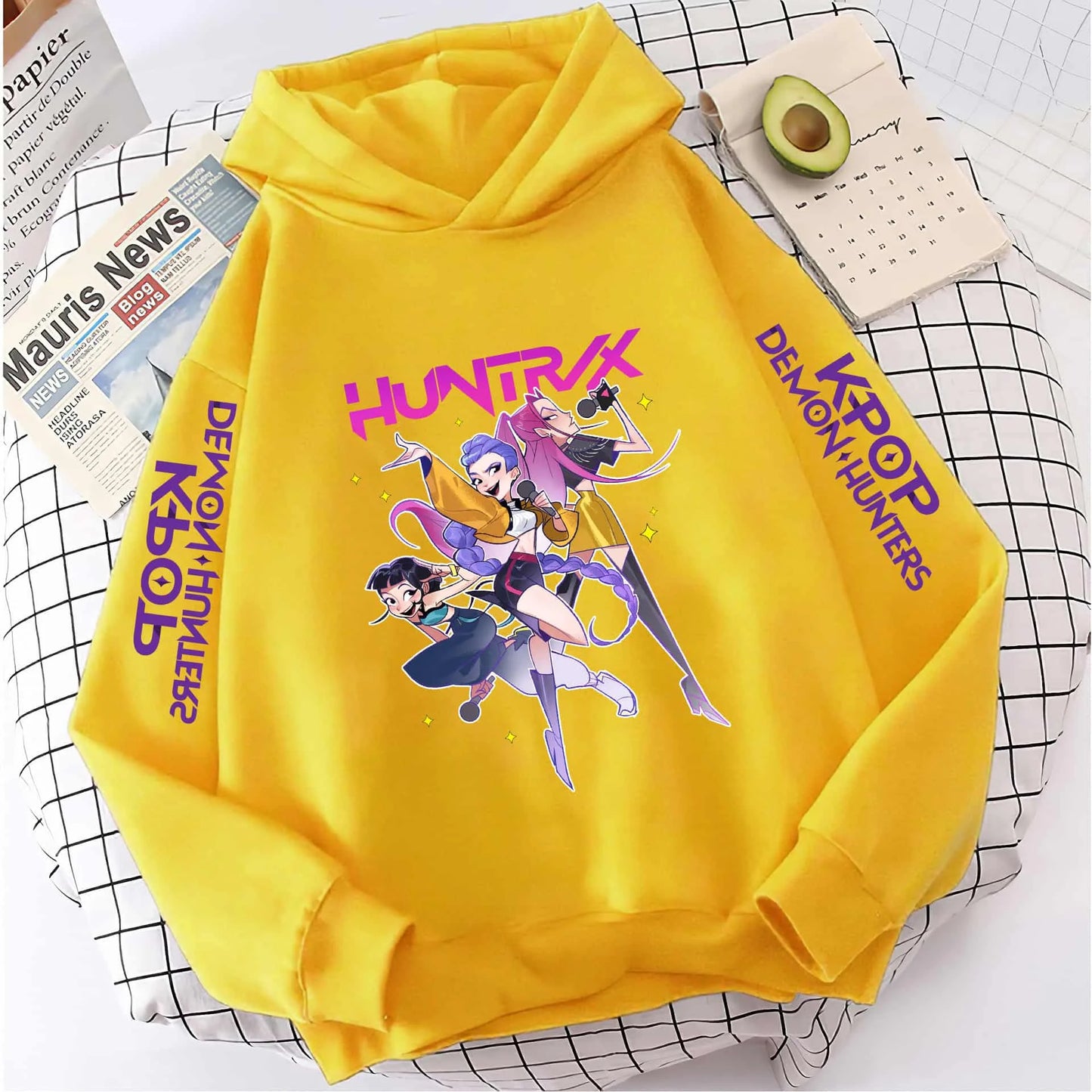 Cute Girls Hooded Sweatshirt Warm Rumi KPop Demon Hunter Cartoon Children's Wave Fashion Casual Tops Casual Black Pink Clothing