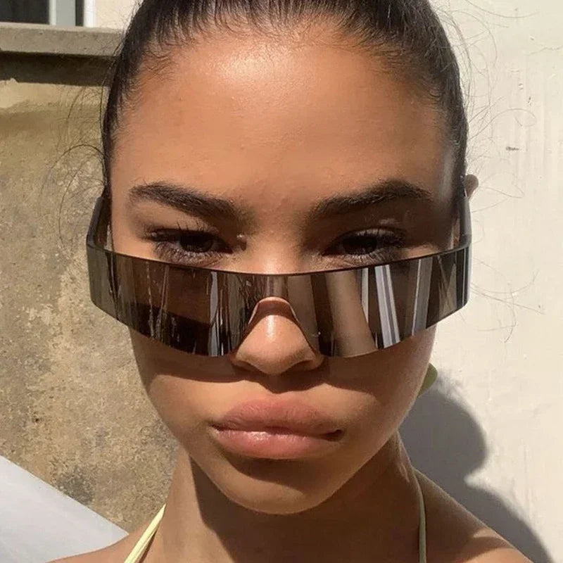 Steampunk Sunglasses for Men Women Y2K Sense of Tech None Frame Sun Glasses Men One Pieces Fashion Punk Goggle Eyewear UV400