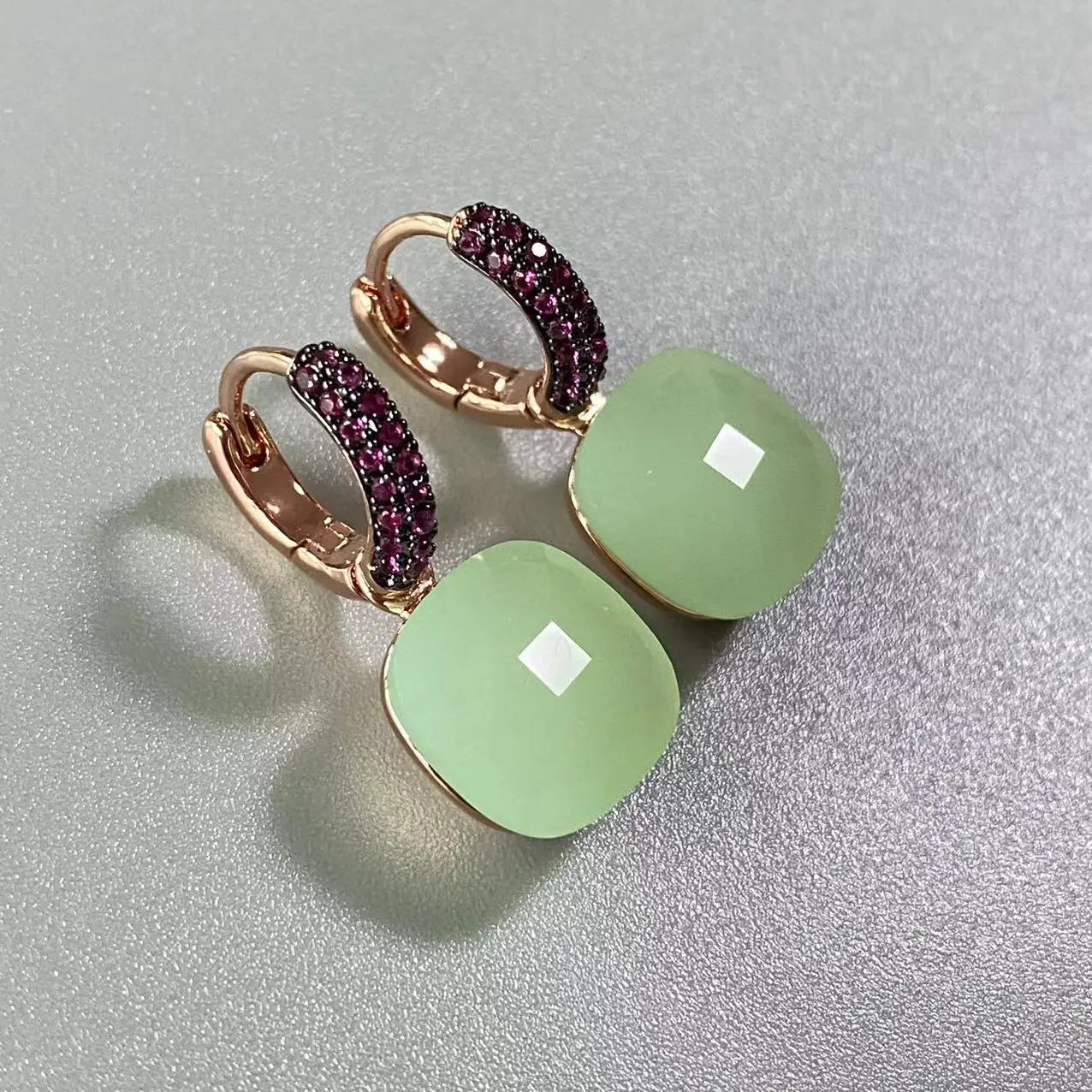 12.6mm Flat Nudo Earrings Inlay Black Zircon Candy Color Crystal Earrings For Women Drop Earrings Fashion Jewelry Gift