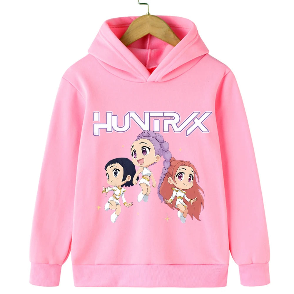 KPop Demon Hunter Rumi Derpy Cartoon Girls Boy Hooded Sweatshirt Warm Children's Wave Fashion Casual Tops Casual Girls Clothing