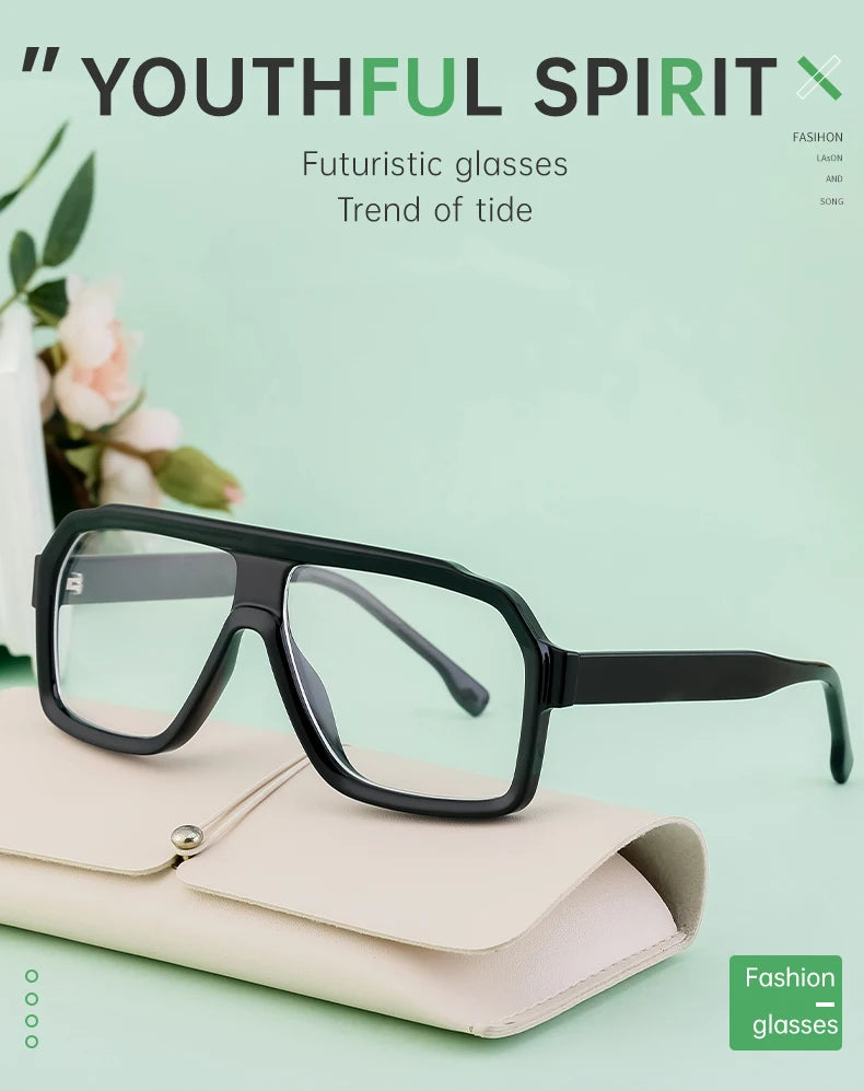 Classic Oversized Square Sunglasses Men 2024 Luxury Brand Trendy Metal Big Frame Goggles Eyewear Stylish Sun Glasses For Ladies