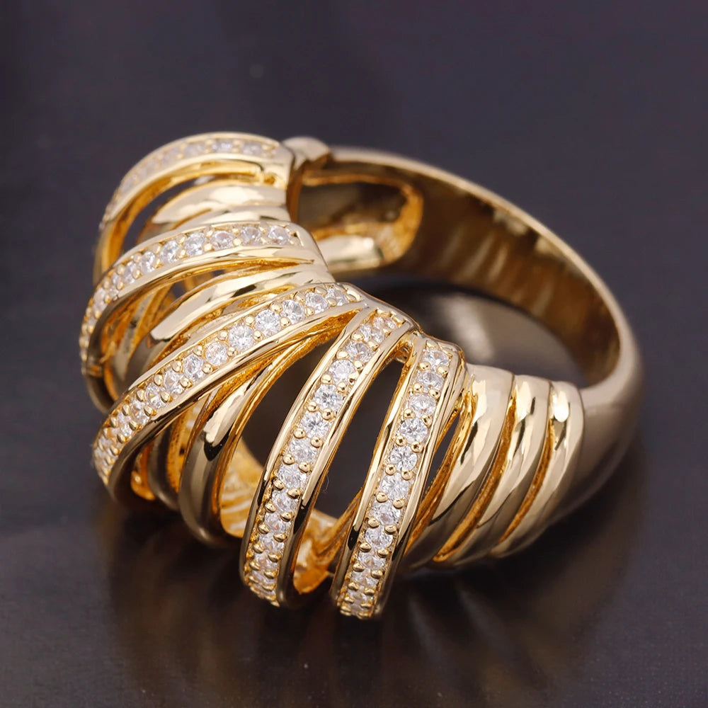 JEWEL Fashion Romantic and Shiny High Quality Crisscross Design AAA+ Cubic Zirconia For Women Finger Ring Wedding Party Gift