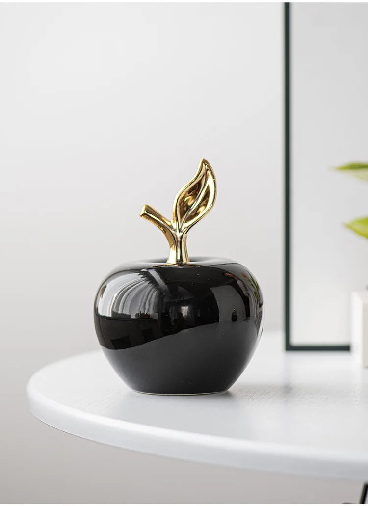 Creative Ceramic Apple Figurines Handicrafts Living Room Art White Apple Sculpture Room Home Decor Accessories Holiday Gifts