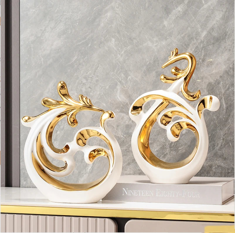 Simple Abstract Phoenix Ceramic Sculpture Home Livingroom Desktop Statue Ornaments Cabinet Table Figurines Decoration Crafts