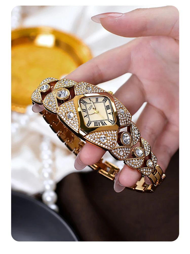 2025 New Women Watch Light Luxury Brand Diamond Inlaid Bracelet Watches Waterproof Ladies Fashion Quartz Clock Wristwatch Gift