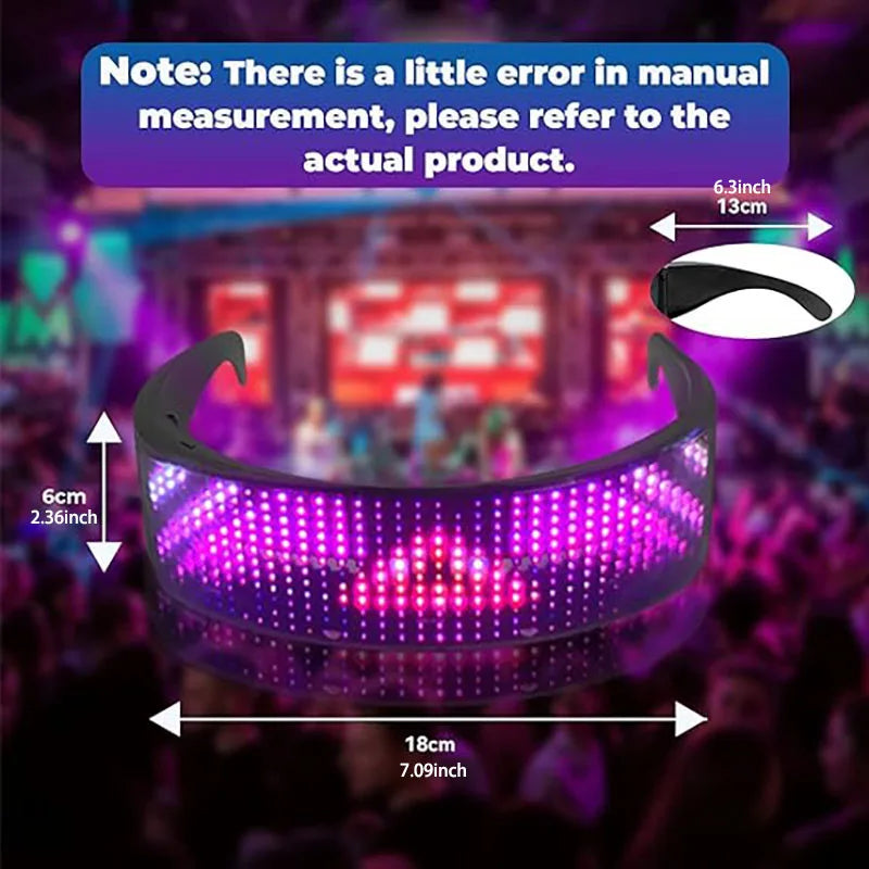 DIY Shining Electronic Futuristic Eyewear Glow The Dark Bluetooth LED Luminous Glasses Prop for Party Bar Festival Performance