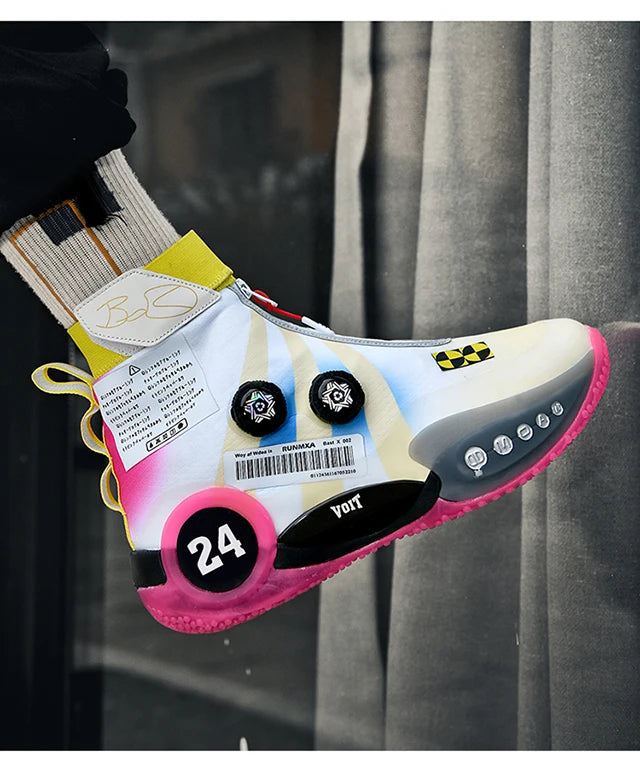 New basketball shoes male high top students wear-resistant outdoor concrete actual combat flying woven breathable combat boots