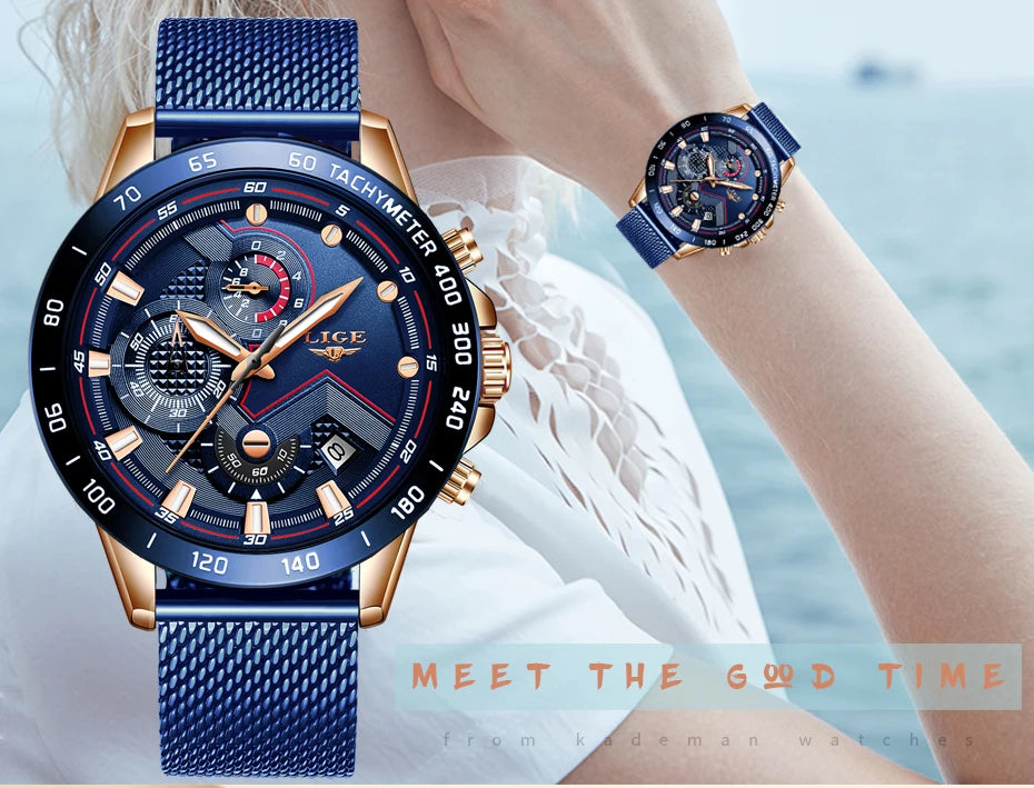 LIGE New Rose Gold Women Watch Top Brand Luxury Watch Women Quartz Sport Women's Bracelet Watches Waterproof Relogios Feminino