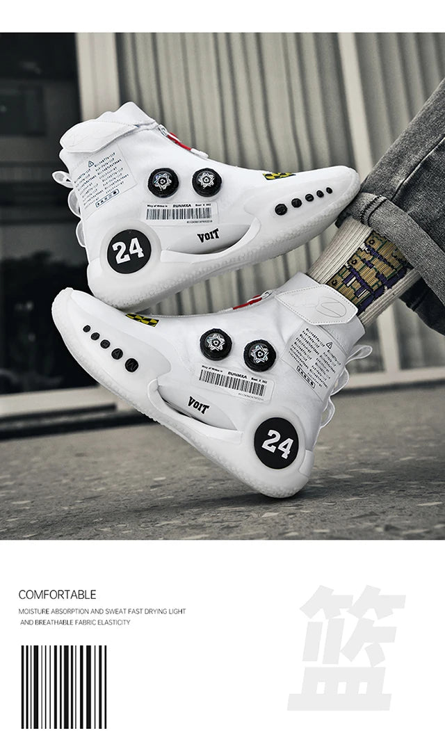 New basketball shoes male high top students wear-resistant outdoor concrete actual combat flying woven breathable combat boots