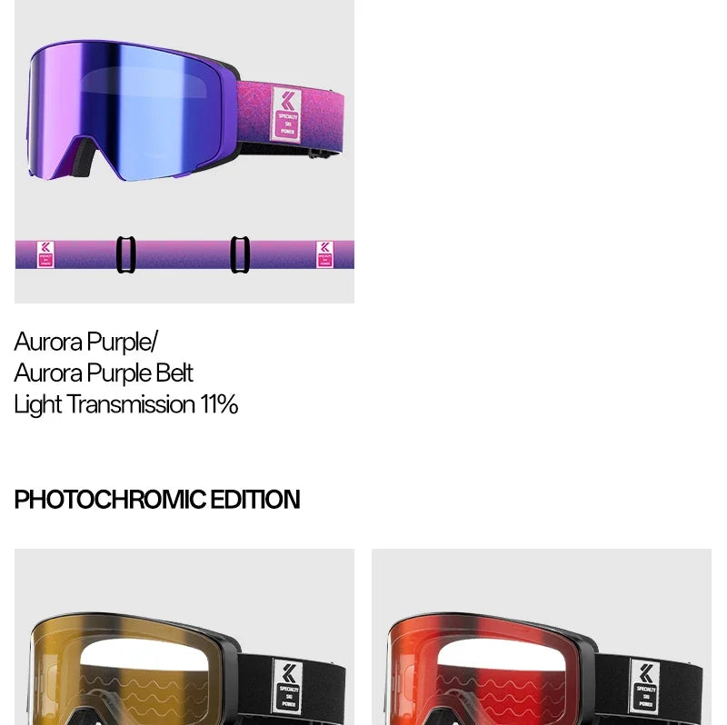 Kapvoe Men Outdoor Photochromic Snow Goggles Ski Goggles Winter Snowmobile Snowboard Anti-Fog Mask Women UV400 Sports Glasses