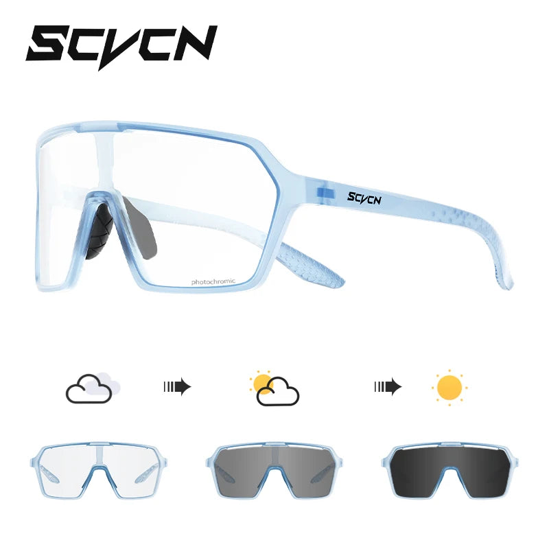 SCVCN New Photochromic Sunglasses MTB Cycling Glasses Outdoor Sports Running Drving Goggles UV400 Protection Bike Eyewear