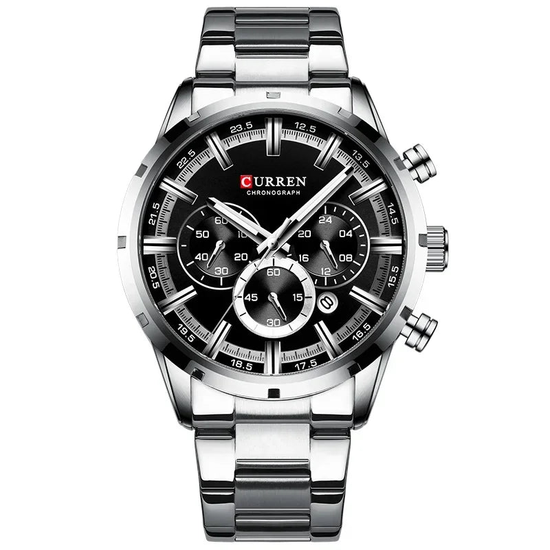 CURREN 8355 Top Brand Luxury Sports Quartz Mens Watches Full Steel Waterproof Chronograph Wristwatch Men Relogio Masculino