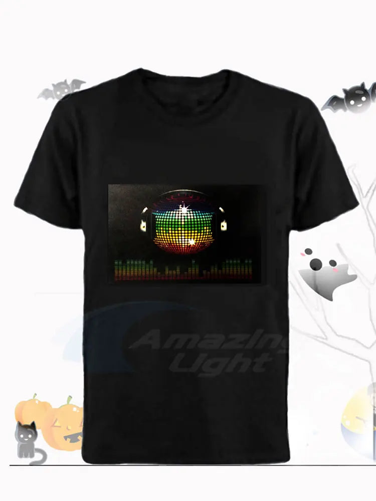 Popular Sound Active Equalizer El T-shirt Equalizer Light Up Down Led Tshirt Flashing Music Activated Led T Shirts Men Women Tee