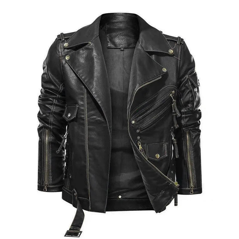 Winter PU Leather Jacket Men Fashion Motorcycle Faux Leather Jacket Male Autumn Cool Zipper Pockets Outwear Coats Clothing