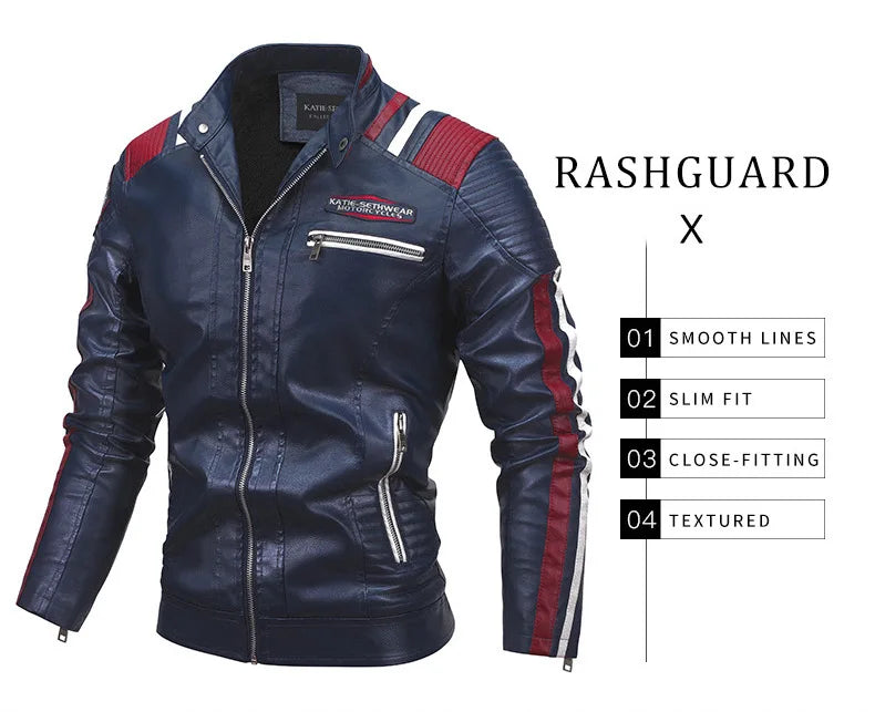 Men's Punk Style Jacket PU Leather Jacket Men Fashion Clothing Autumn Coat Men Motorcycle Jacket Artificial Leather High Quality