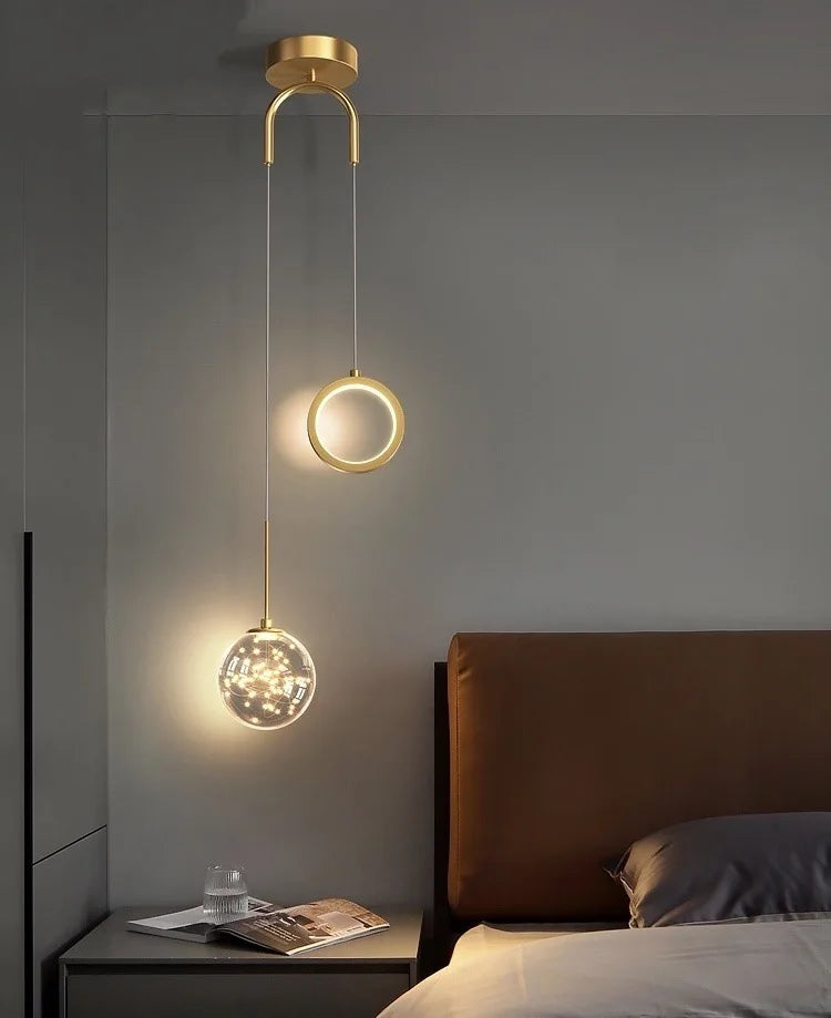 Nordic Luxury Crystal LED Chandelier Double Head Long Line Hanging Lamp For Home Decor Restaurant Bar Bedroom Pendant Lights