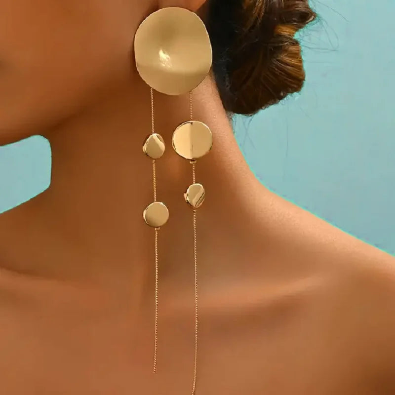 Post Stud Long Big Round Fringe Earring Women Girls Gifts Fashion Jewelry Accessories Hot Sale Party Gift 2025 New Style