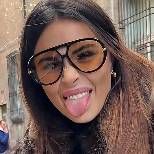 Luxury Brand Designer Oversized Pilot Sunglasses Women For Men 2025 Popular Vintage Sun Glasses Punk Double Bridge Shade UV400