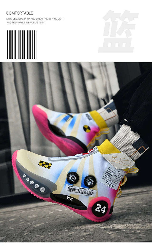 New basketball shoes male high top students wear-resistant outdoor concrete actual combat flying woven breathable combat boots