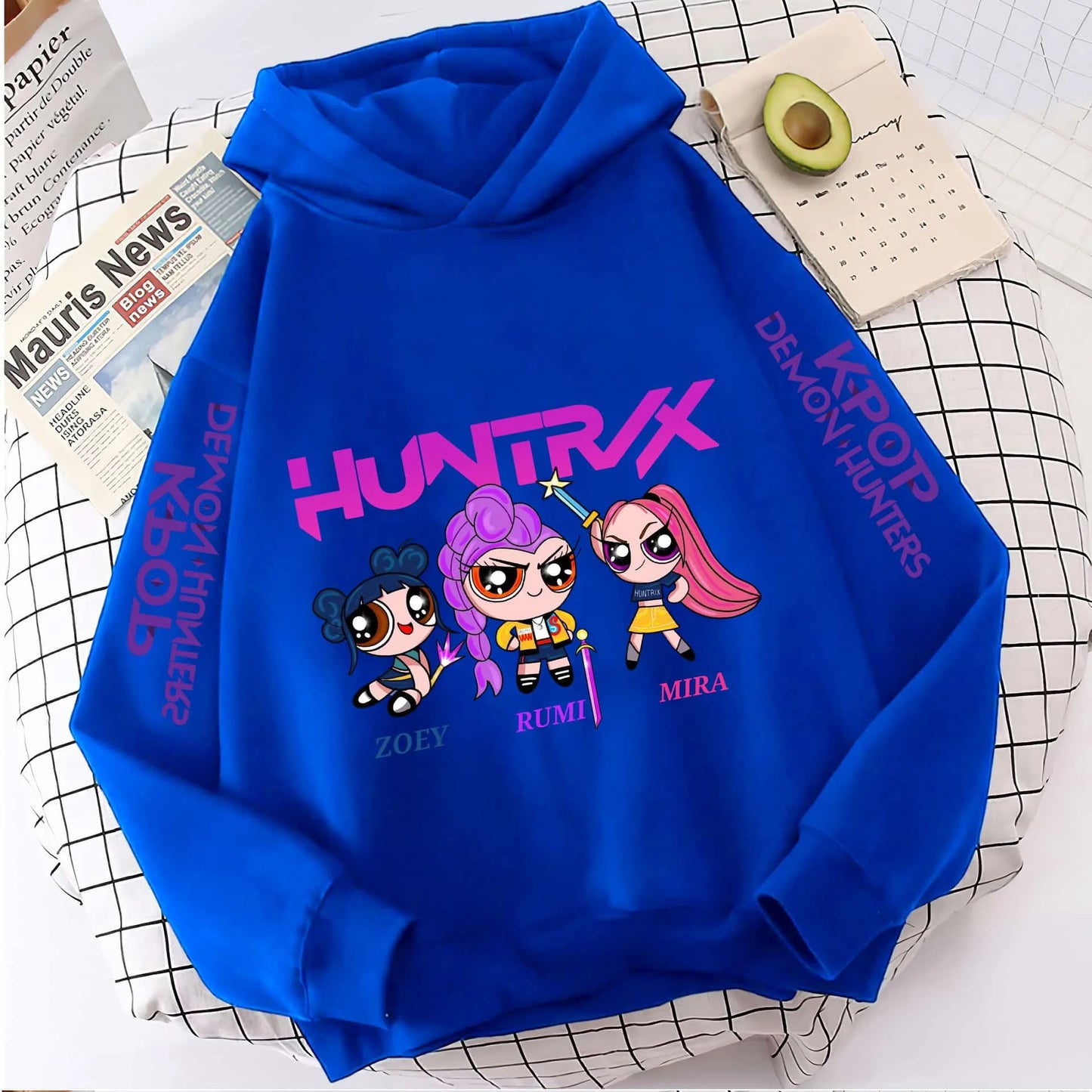 Cute Girls Hooded Sweatshirt Warm Rumi KPop Demon Hunter Cartoon Children's Wave Fashion Casual Tops Casual Black Pink Clothing