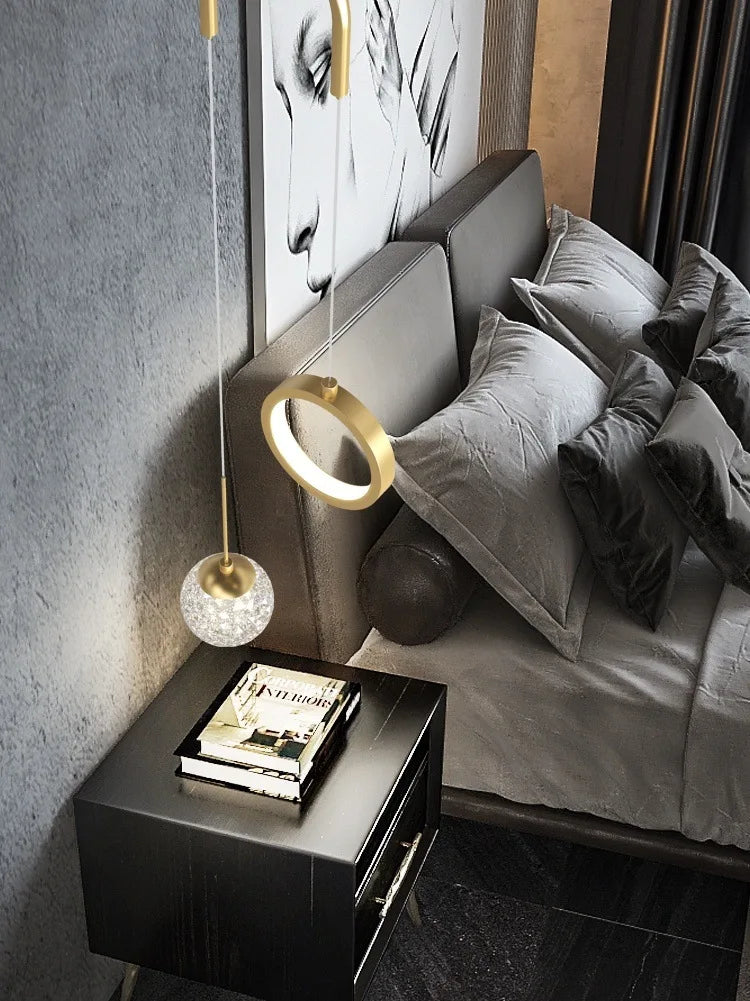 Nordic Luxury Crystal LED Chandelier Double Head Long Line Hanging Lamp For Home Decor Restaurant Bar Bedroom Pendant Lights