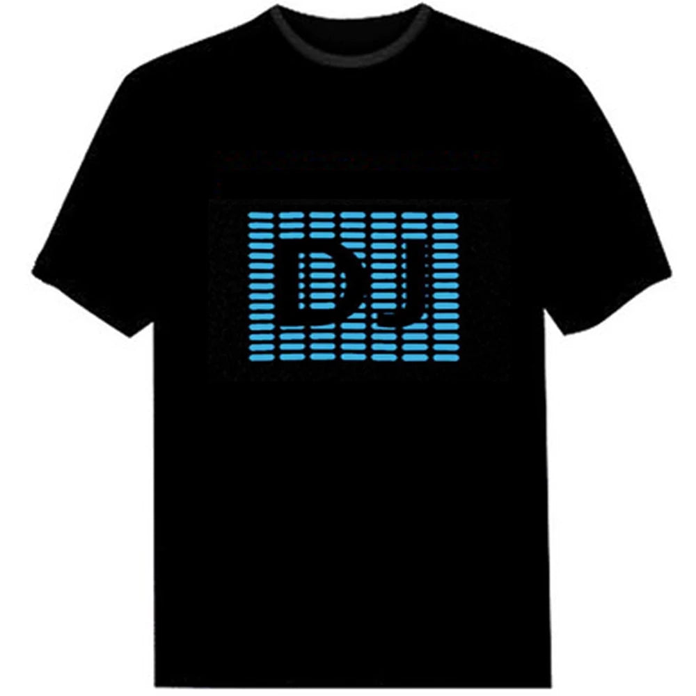 Popular Sound Active Equalizer El T-shirt Equalizer Light Up Down Led Tshirt Flashing Music Activated Led T Shirts Men Women Tee