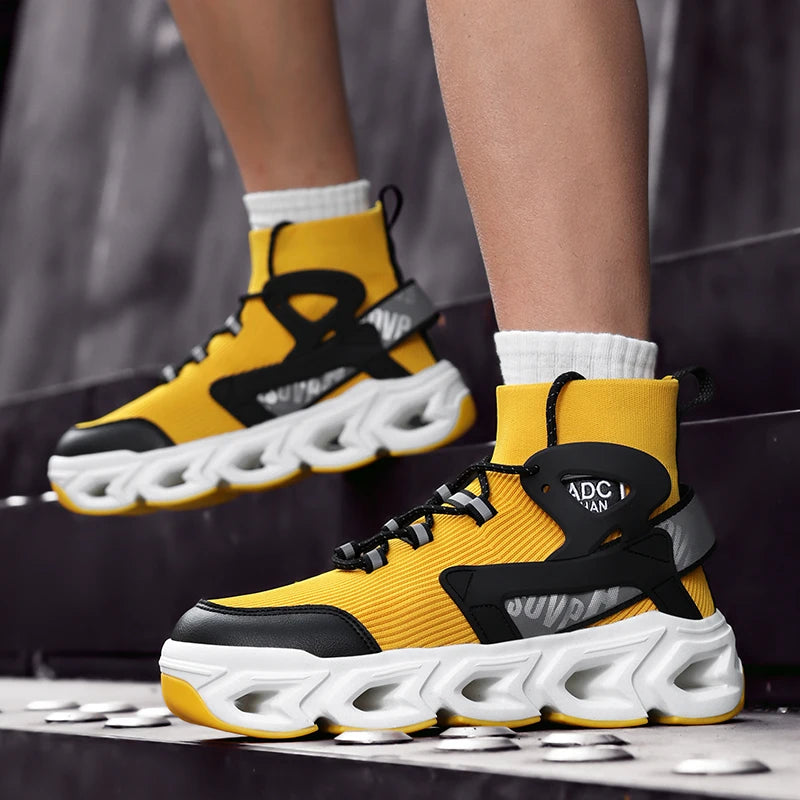 Hip-hop Sneakers Men High-tops High-street Sports Shoes Brand Designer Leisure Shoe Men Comfy Breathable Walking Shoes Male