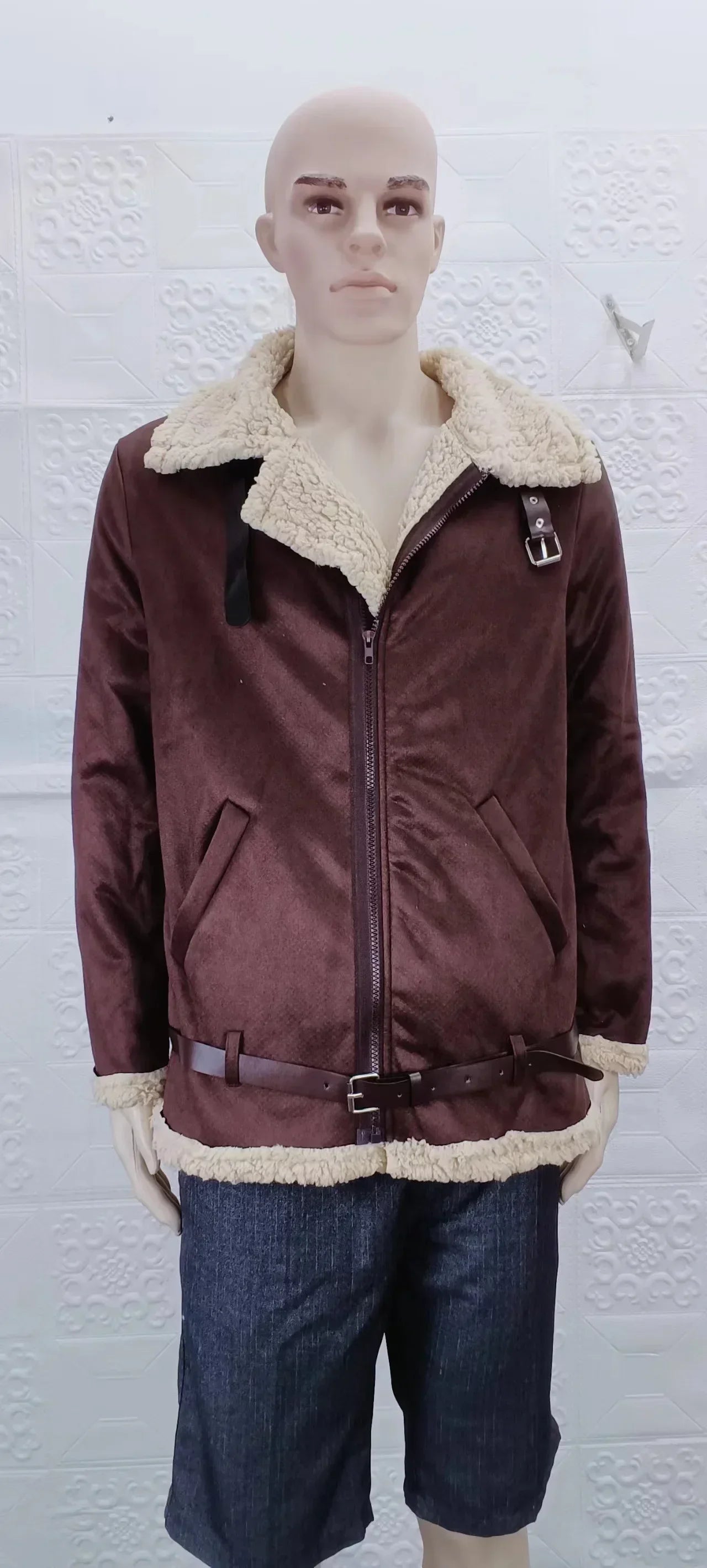 2025 Fur Integrated Men's Jacket Coat with Thickened New Winter Fashion and Casual Faux Leather Fleece Men's Jacket Clothing