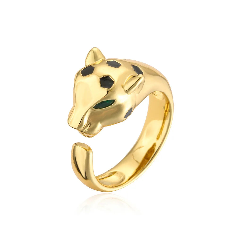 2025 New Fashion Statement Big Animal Ring For Women Girl Party Jewelry Gold Color Hollow Leopard Open Ring Wholesale