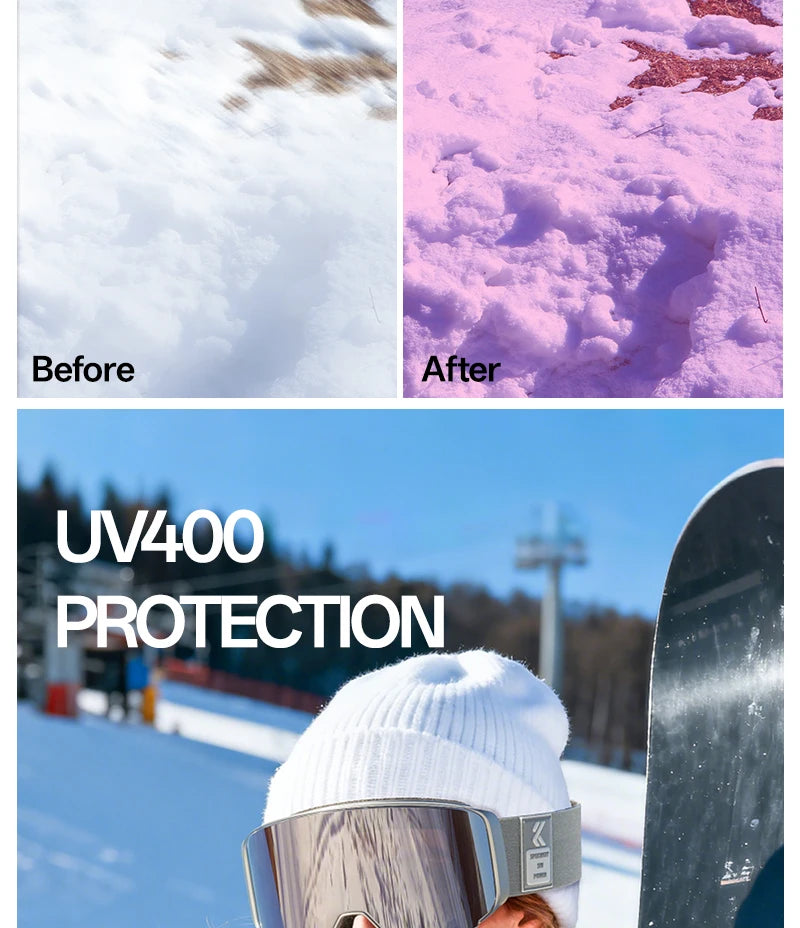 Kapvoe Men Outdoor Photochromic Snow Goggles Ski Goggles Winter Snowmobile Snowboard Anti-Fog Mask Women UV400 Sports Glasses