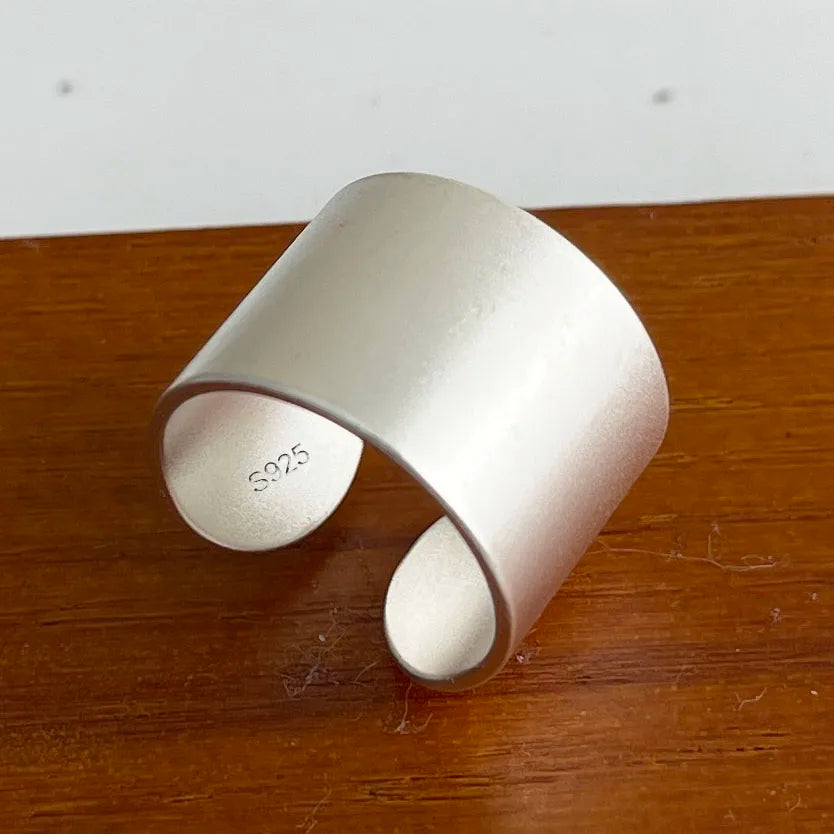 925 Sterling Silver Rings For Women Geometric Fine Jewelry Finger Adjustable Wide Sparkling Ring For Party Birthday Gift