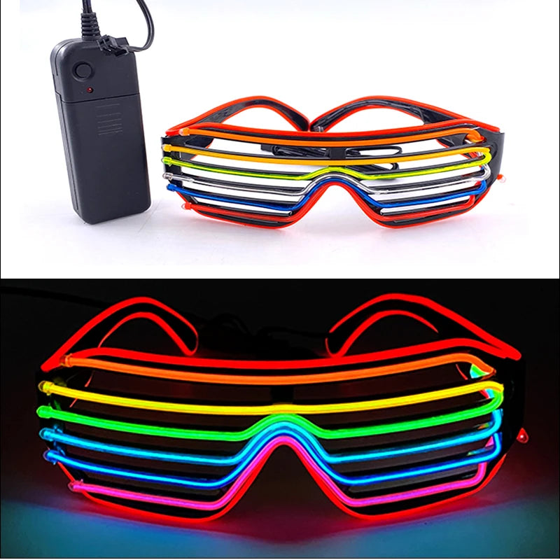 Fashion Luminous Decorative Glasses Neon Light Decoration LED Sunglasses For Nightclub DJ Dance Music Rave Costume Night