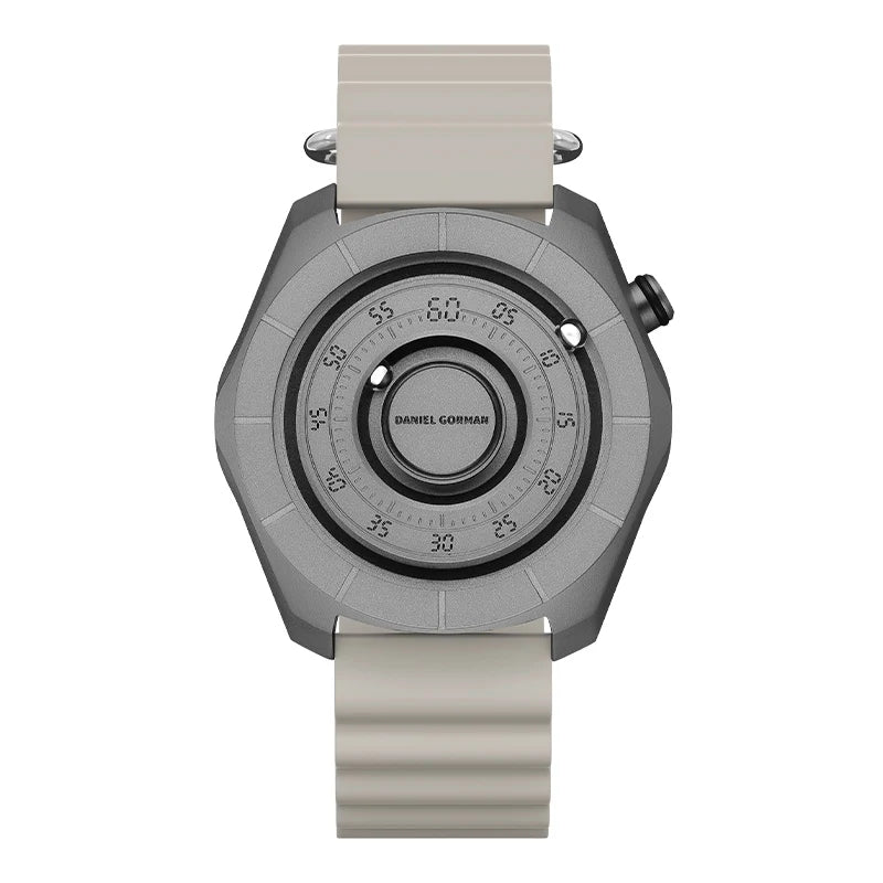 DANIEL GORMAN Magnetic Bead Pointers Quartz Watch for Men Military Sport Waterproof Luminous Wristwatch with Red Strap DG0788