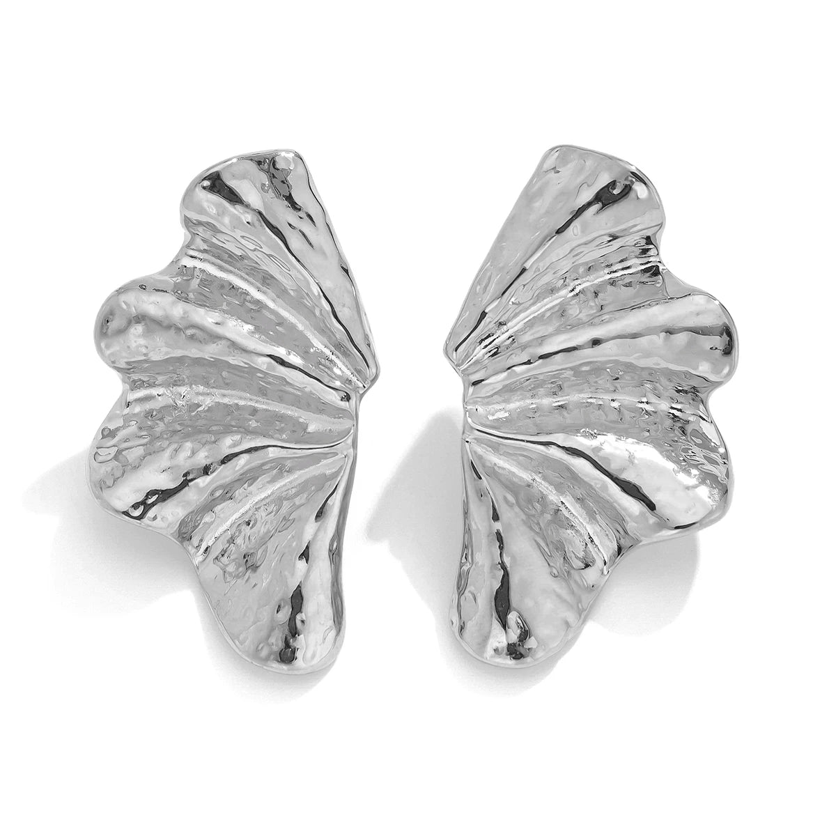 KunJoe Vintage Irregular Half Flower Stud Earrings for Women Elegant Designer Geometric Petals Piercing Earring Party Jewelry