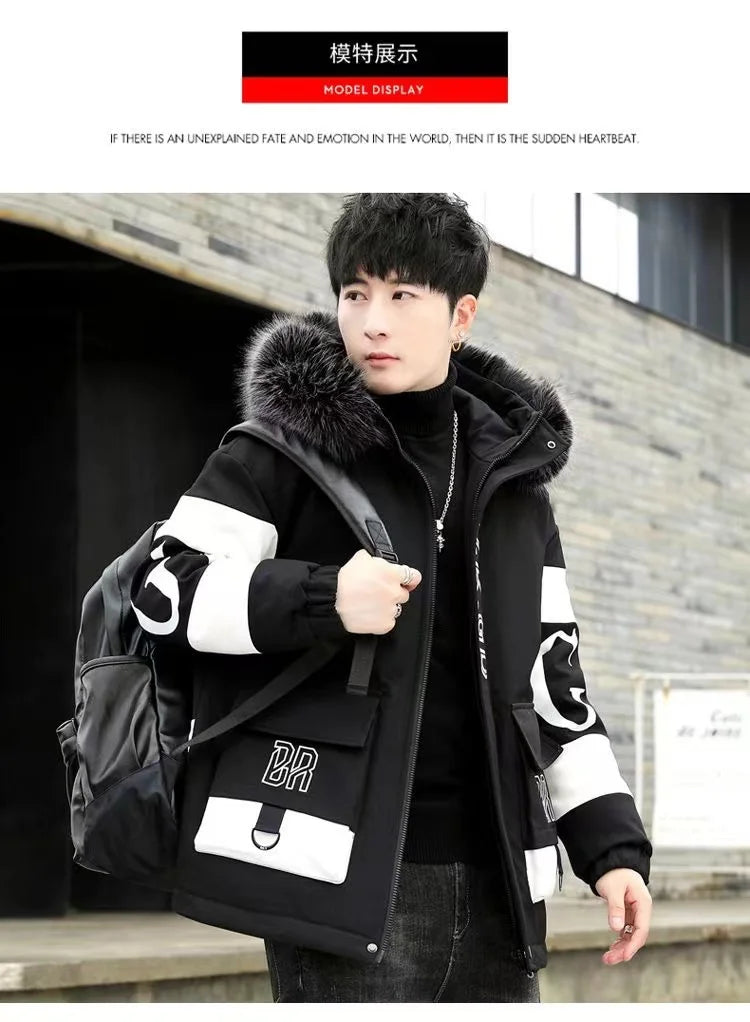 Winter cotton jacket men's thick warm men's cotton jacket loose winter jacket youth down cotton jacket fashionable cotton jacket