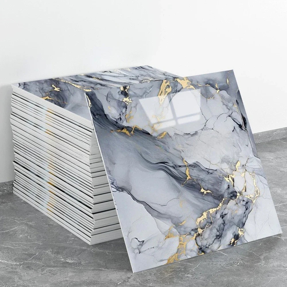 10-40PCS Imitation Marble 3D Ceramic Tile Wall Renovation Decoration Sticker Waterproof Self-adhesive Home Floor Sticker
