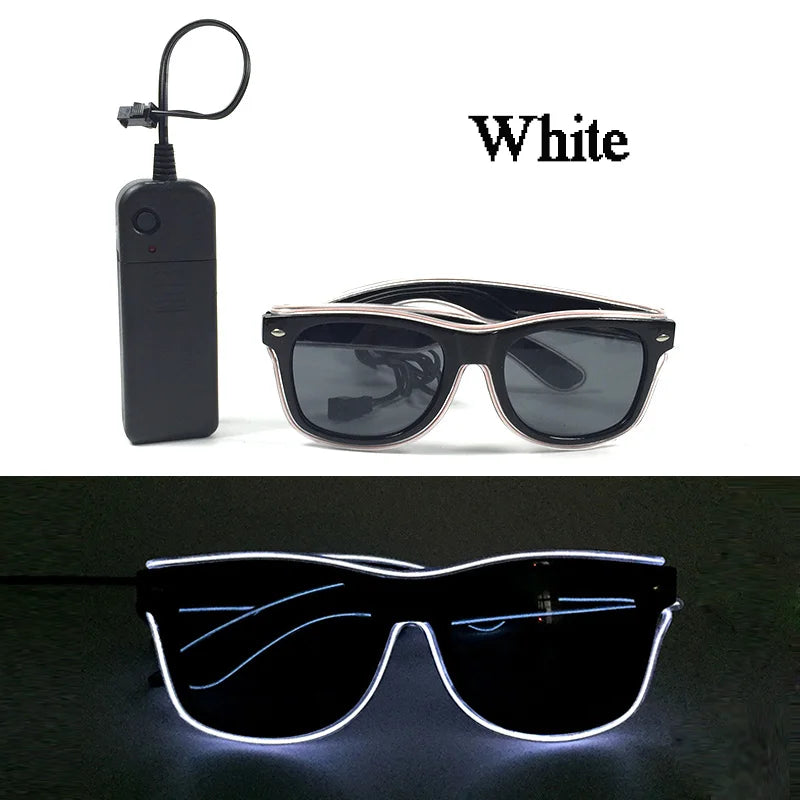 Fashion Luminous Decorative Glasses Neon Light Decoration LED Sunglasses For Nightclub DJ Dance Music Rave Costume Night