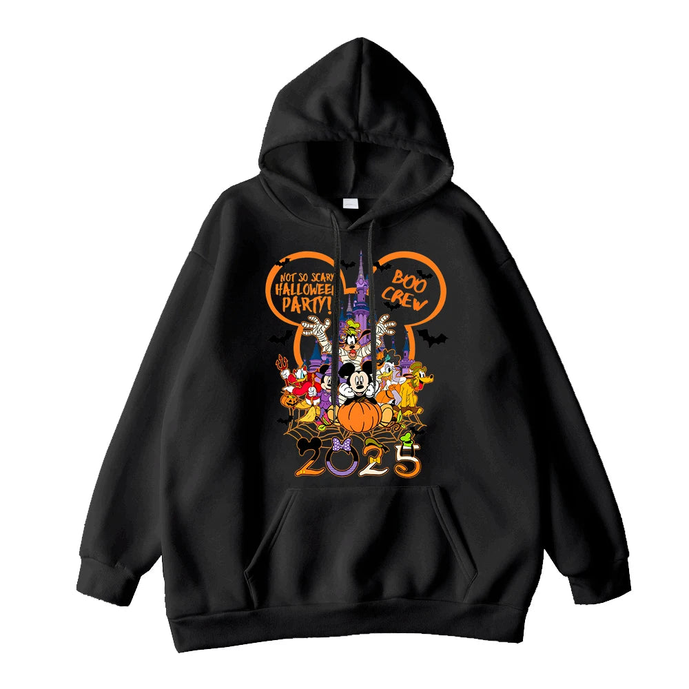 Mickey Mouse Halloween Party 2025 Graphic Hoodie Unisex Adult Pullover Costume Apparel Spooky Season Outfit