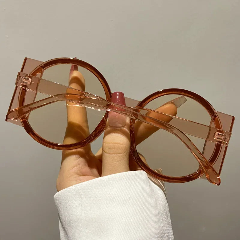 Round Double Color Sunglasses for Women Men Retro Trendy UV400 Sun Glasses Goggles Outdoor Hip Hop Travel Beach Eyewear Goggles